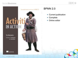 BPMN 2.0

                                   Current publication
                                   Complete
                                   Online editor




37   © 2013 IBM Corporation
 