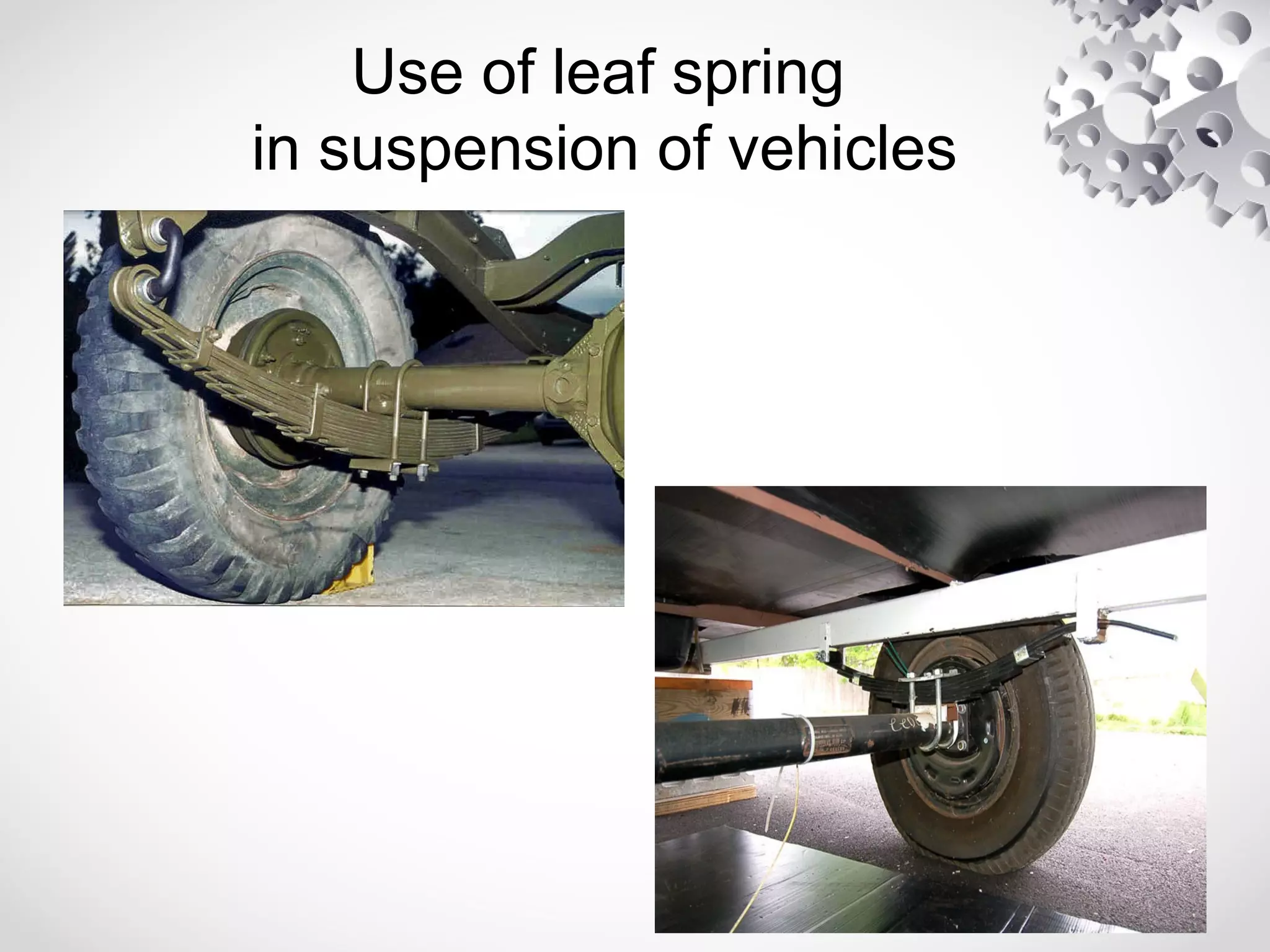 Use of leaf spring
in suspension of vehicles
 