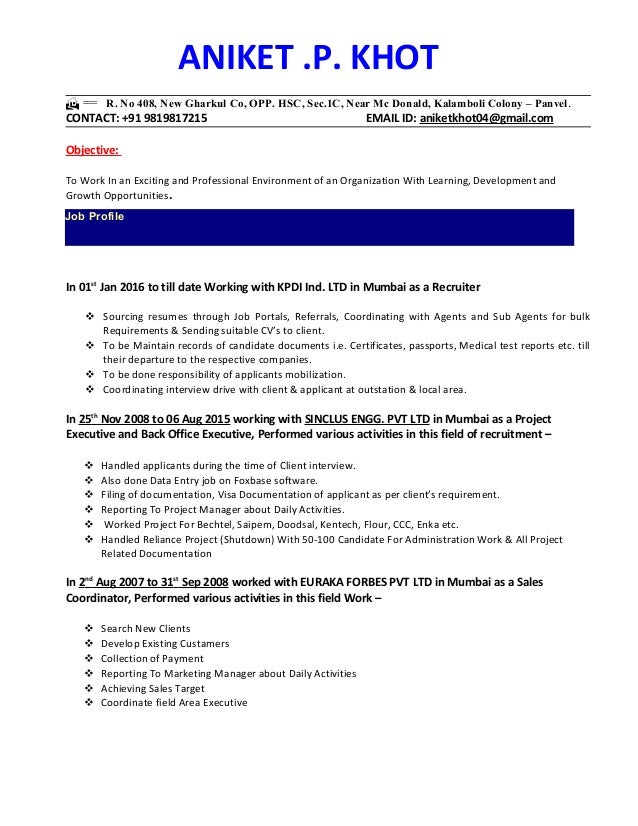 Resume Aniket Khot Recruiter