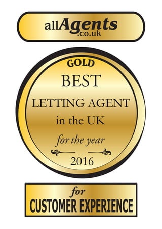 CUSTOMEREXPERIENCE
for
BEST
LETTING AGENT
in the UK
2016
 