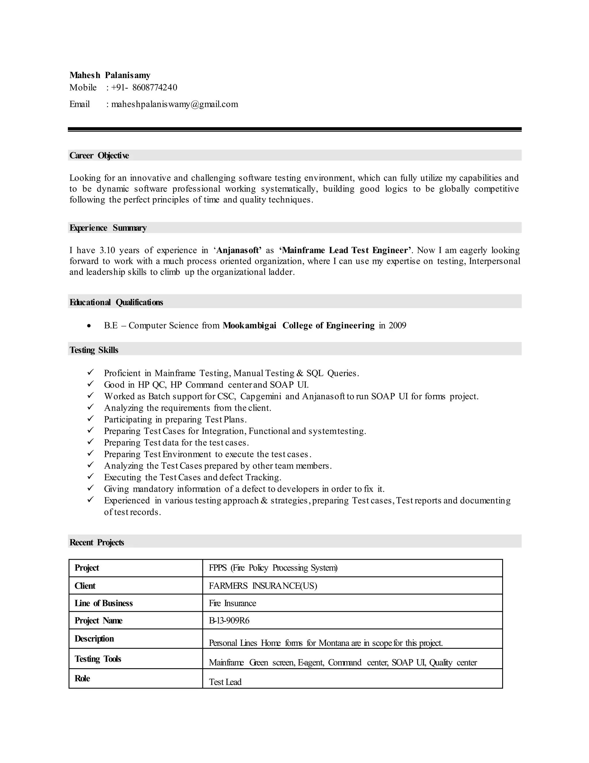 Resume_Mahesh | PDF