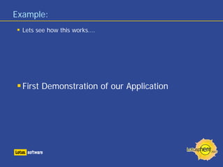 Example:
  Lets see how this works….




  First Demonstration of our Application
 