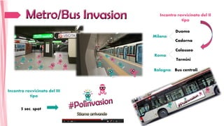Incontro ravvicinato del II
tipo
Milano:
Incontro ravvicinato del III
tipo
Roma:
Duomo
Cadorna
Colosseo
Termini
Bologna: Bus centrali
5 sec. spot
 