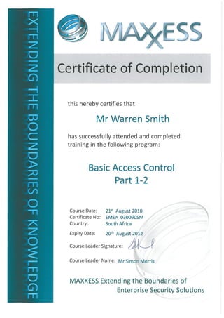 Basix Certificates Maxxess_Warren