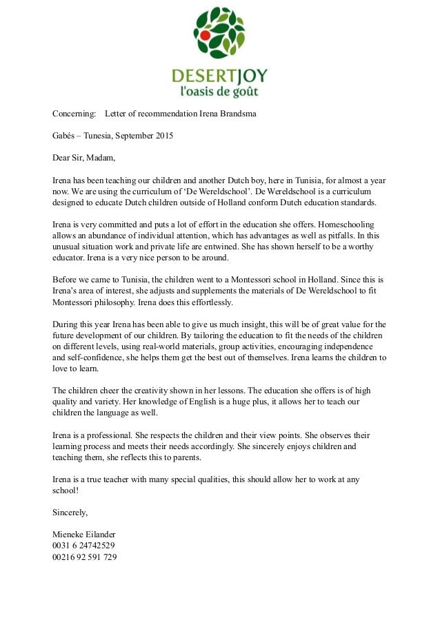 recommendation portfolio letter senior recommendation Letter Joy of Desert recommendation portfolio letter senior recommendation Letter Joy of Desert