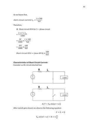 83
As we know that,
Therefore,

Characteristics of Short Circuit Current:
Consider an RL circuit-shorted line.
)
After switch gets closed, we observe the following equation
 