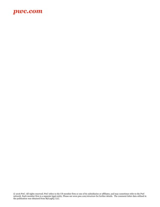pwc.com
© 2016 PwC. All rights reserved. PwC refers to the US member firm or one of its subsidiaries or affiliates, and may sometimes refer to the PwC
network. Each member firm is a separate legal entity. Please see www.pwc.com/structure for further details. The comment letter data utilized in
the publication was obtained from MyLogIQ, LLC.
 