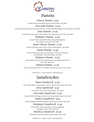 Rimon Lunch Menu | PDF