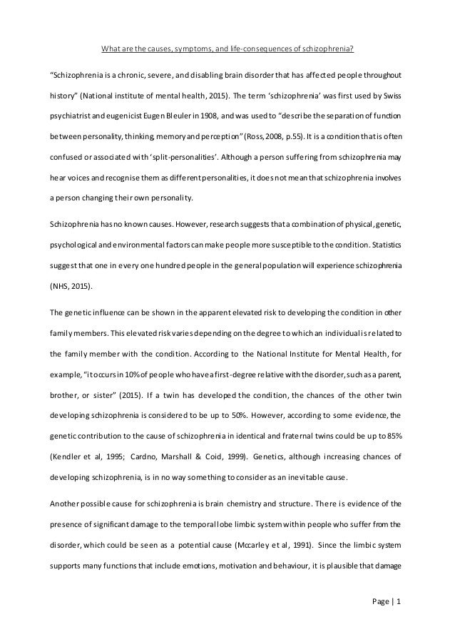 essay on schizophrenia