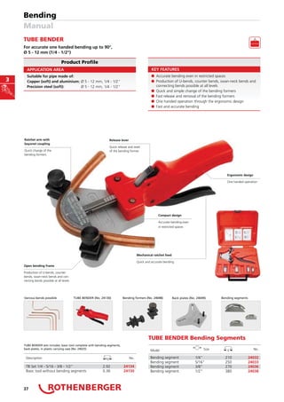 1/4-Inch Rothenberger 25140 Standard Two Handed Tube Bender with Light Construction 1/4-Inch Rothenberger 25140 Standard Two Handed Tube Bender with Light Construction