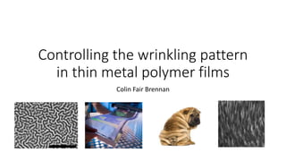 Controlling the wrinkling pattern
in thin metal polymer films
Colin Fair Brennan
 