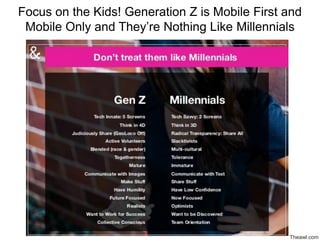 Focus on the Kids! Generation Z is Mobile First and
Mobile Only and They’re Nothing Like Millennials
Theawl.com
 