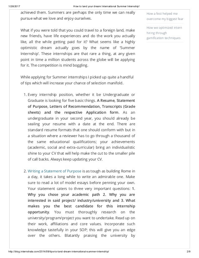 applying for internships