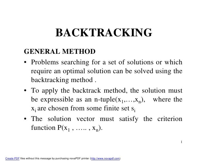 backtracking algorithms of ada