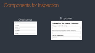 Components for Inspection
Dropdown
Checkboxes
 