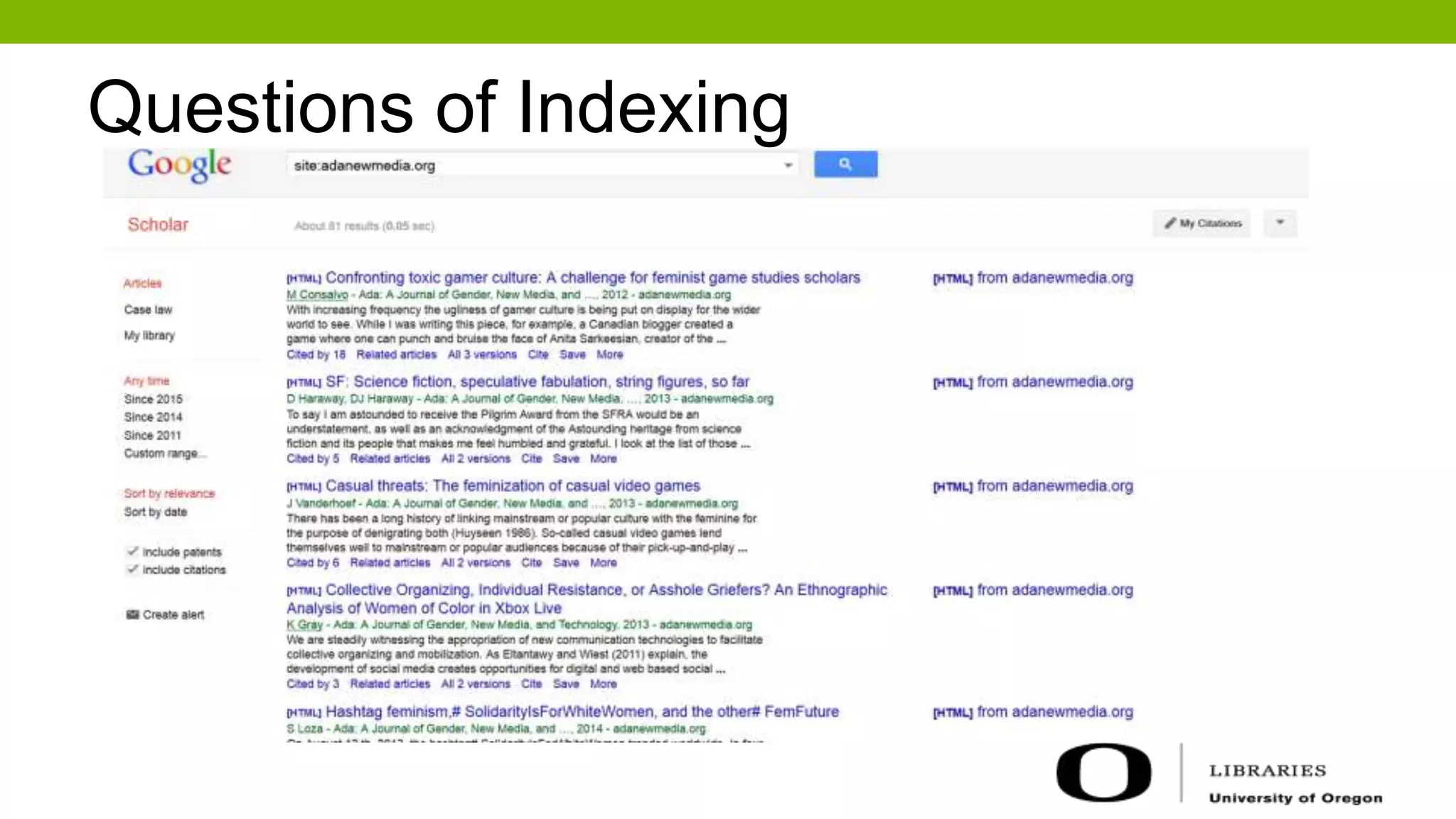 Questions of Indexing
 