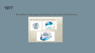 1977
Se definen las especificaciones del correo electrónico.
 