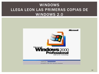 12
1995
WINDOWS
LLEGA LEON LAS PRIMERAS COPIAS DE
WINDOWS 2.0
 