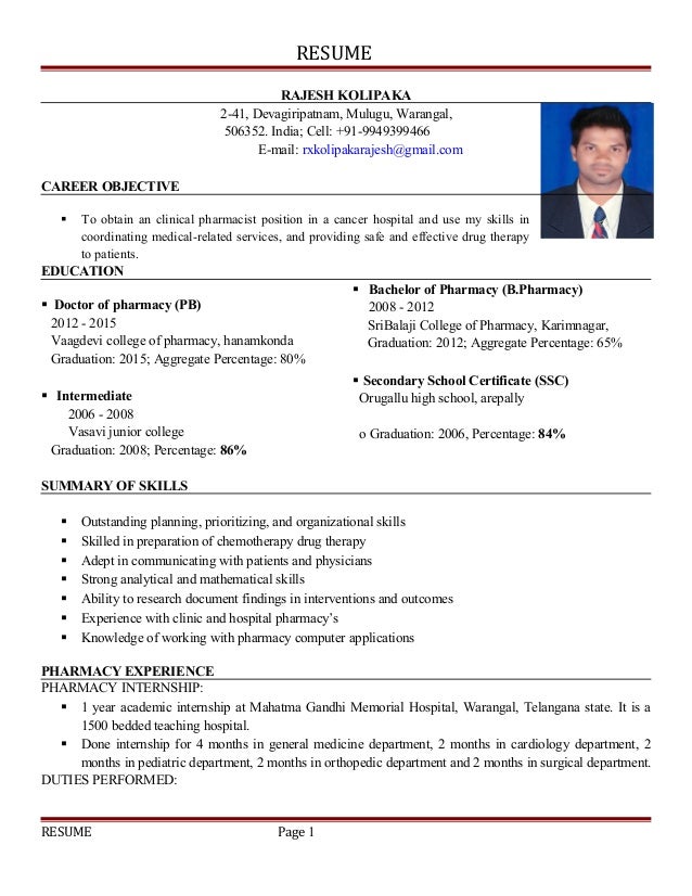 pharmacist career objective