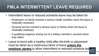 On Again, Off Again: Intermittent Leave Under the ADA and FMLA | PPT