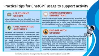 Practical tips for ChatGPT usage to support activity
Centre for Academic Development and Leadership Excellence (CADe-Lead), UPM
9
 