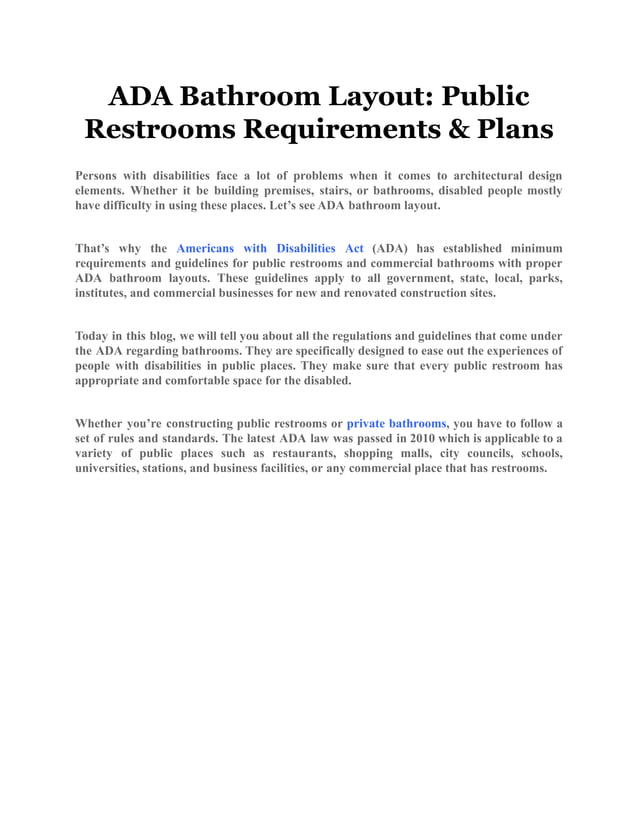 Ada bathroom layout public restrooms requirements & plans | PDF | Bath ...
