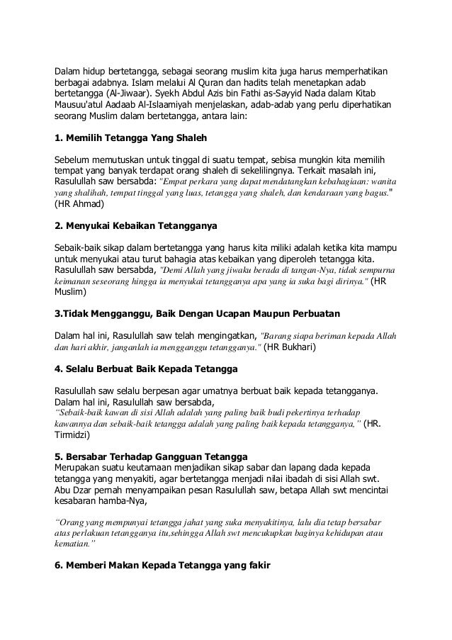 Adab Bertetangga Dalam Islam