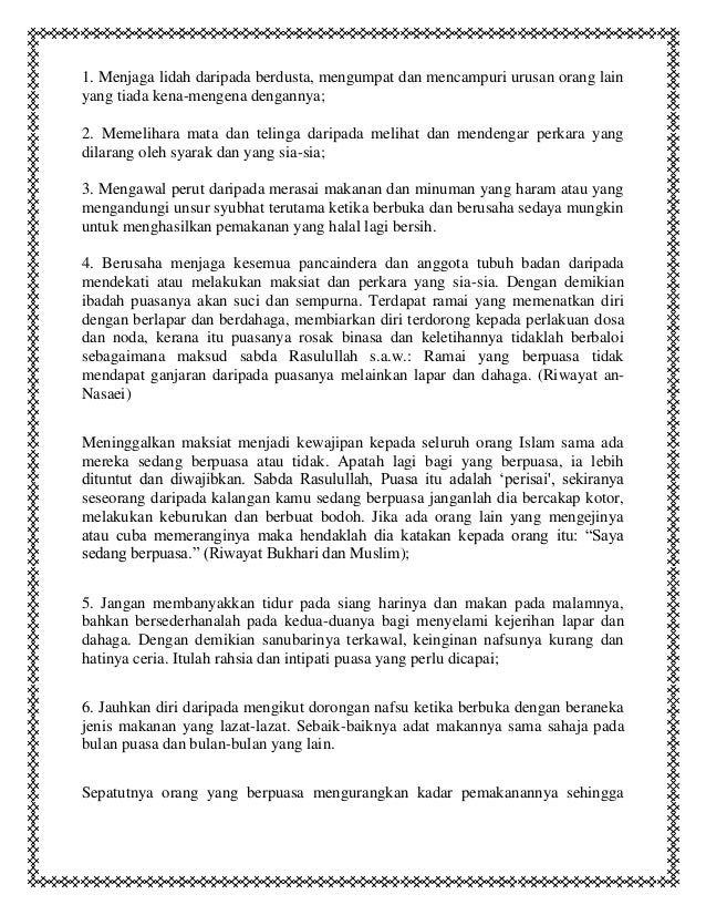 Risalah ramadhan (Adab di bulan puasa)