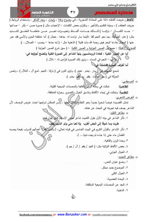 37
facebook.com/ostazosamaezz oorr wwwwww..BBeennzzaakkeerr..ccoomm oorr youtube.com/user/ostazosamaezz
01144083886
‫اللهم‬‫صل‬‫وسلم‬‫حممد‬ ‫على‬
‫األلفاظ‬:‫اه‬‫ظ‬‫ألفا‬ ‫ات‬‫ا‬‫خر‬، ‫ية‬‫ر‬‫اعو‬‫ش‬‫ال‬ ‫ااة‬‫ن‬‫المعا‬ ‫اى‬‫ل‬‫ع‬ ‫اة‬‫ل‬‫دا‬‫ا‬‫ف‬‫ي‬‫ح‬‫او‬‫ض‬‫و‬‫اة‬‫ق‬‫ود‬،‫ااء‬‫ح‬‫ي‬‫ا‬‫و‬،‫اافر‬‫ن‬‫الت‬ ‫اد‬‫ع‬‫وب‬‫اب‬‫و‬‫ار‬‫ل‬‫ا‬ ‫اتخدام‬‫س‬‫ا‬‫و‬ ،‫ف‬
) ‫اث‬‫ط‬‫الع‬ ‫حروف‬‫اات‬‫م‬‫الكل‬ ‫اض‬‫ع‬‫ب‬ ‫ه‬‫ر‬‫ا‬‫ر‬‫ا‬‫ك‬‫وت‬ ، ‫اأخير‬‫ت‬‫ال‬‫و‬ ‫اديم‬ ‫للت‬ ‫اه‬‫ل‬‫ومي‬ ،:‫ان‬‫س‬‫ح‬ ‫ة‬‫ر‬‫او‬‫ص‬ ‫ف‬ ‫ال‬‫ث‬‫م‬ ‫ااب‬‫ا‬‫ع‬ ‫ا‬–‫ا‬‫ك‬‫ب‬‫ا‬‫ر‬-‫ااهها‬‫ص‬
-‫اال‬‫ا‬‫ا‬‫ا‬‫ا‬‫ا‬‫ا‬‫ا‬‫ا‬‫ا‬‫ا‬‫ا‬‫ا‬‫م‬‫الك‬ ‫اد‬‫ا‬‫ا‬‫ا‬‫ا‬‫ا‬‫ا‬‫ا‬‫ا‬‫ا‬‫ا‬‫ا‬‫ا‬‫ح‬-‫ااءت‬‫ا‬‫ا‬‫ا‬‫ا‬‫ا‬‫ا‬‫ا‬‫ا‬‫ا‬‫ا‬‫ا‬‫ا‬‫ا‬ ‫اذلك‬‫ا‬‫ا‬‫ا‬‫ا‬‫ا‬‫ا‬‫ا‬‫ا‬‫ا‬‫ا‬‫ا‬‫ا‬‫ك‬ ) ‫اا‬‫ا‬‫ا‬‫ا‬‫ا‬‫ا‬‫ا‬‫ا‬‫ا‬‫ا‬‫ا‬‫ا‬‫ا‬‫ق‬‫بار‬‫ااظ‬‫ا‬‫ا‬‫ا‬‫ا‬‫ا‬‫ا‬‫ا‬‫ا‬‫ا‬‫ا‬‫ا‬‫ا‬‫ف‬‫أل‬‫اديد‬‫ا‬‫ا‬‫ا‬‫ا‬‫ا‬‫ا‬‫ا‬‫ا‬‫ا‬‫ا‬‫ا‬‫ا‬‫ش‬‫ال‬ ‫اق‬‫ا‬‫ا‬‫ا‬‫ا‬‫ا‬‫ا‬‫ا‬‫ا‬‫ا‬‫ا‬‫ا‬‫ا‬‫ل‬‫التع‬ ‫اة‬‫ا‬‫ا‬‫ا‬‫ا‬‫ا‬‫ا‬‫ا‬‫ا‬‫ا‬‫ا‬‫ا‬‫ا‬‫ف‬‫عاط‬ ‫ان‬‫ا‬‫ا‬‫ا‬‫ا‬‫ا‬‫ا‬‫ا‬‫ا‬‫ا‬‫ا‬‫ا‬‫ا‬‫ع‬ ‫ار‬‫ا‬‫ا‬‫ا‬‫ا‬‫ا‬‫ا‬‫ا‬‫ا‬‫ا‬‫ا‬‫ا‬‫ا‬‫ب‬‫تع‬ ‫ات‬‫ر‬‫ا‬‫ا‬‫ا‬‫ا‬‫ا‬‫ا‬‫ا‬‫ا‬‫ا‬‫ا‬‫ا‬‫ا‬‫ا‬‫ي‬‫وتعب‬
‫مثل‬:‫ا‬ ‫له‬ ‫اءت‬‫ر‬‫ت‬ ‫سار‬ ‫فأينما‬ ‫ا‬ ‫كفا‬ ‫النام‬ ‫نحو‬ ‫يمد‬ ‫ا‬ ‫أطماعه‬ ‫ا‬ ‫هام‬ ‫ف‬) ‫عاال‬ ‫ا‬ ‫ااهدا‬.‫از‬‫ح‬‫ال‬ ‫اة‬‫ف‬‫عاط‬ ‫أما‬‫ار‬‫ب‬‫ع‬ ‫اد‬ ‫ف‬ ‫اى‬‫س‬‫األ‬‫و‬ ‫ن‬
‫المحال‬ ‫ف‬ ‫عنها‬‫خادعا‬‫الوهم‬‫هللا‬ ‫رحمة‬ ‫هوى‬‫مات‬) ‫قتيال‬‫الذهنية‬‫مثل‬:‫حدها‬ ‫لبه‬ ‫ف‬-‫يحسب‬-‫الضالل‬.) ..
‫واألخيلة‬ ‫الصور‬::‫بين‬ ‫امع‬‫الكلية‬ ‫الصور‬ ‫و‬ ‫ئية‬‫ز‬‫الا‬ ‫الصور‬:‫ف‬‫ئية‬‫ز‬‫الا‬ ‫الصور‬ ‫ح‬‫شر‬ ‫سبق‬)
: ‫الكلية‬ ‫الصور‬ ‫عن‬ ‫أما‬‫الرومانسيين‬ ‫كعادة‬‫اؤها‬‫ز‬‫أج‬ ‫وتتضح‬ ‫الكلية‬ ‫ة‬‫الصور‬ ‫إلى‬ ‫الشاعر‬ ‫يلجأ‬:‫في‬
‫شاعر‬ ‫ف‬-‫النام‬‫في‬‫له‬ ‫اءى‬‫ر‬‫تت‬ ‫ة‬‫ر‬‫الصو‬ ‫تلك‬ ‫ى‬‫ونر‬ ، ‫السماء‬-) ‫تالل‬
‫أما‬‫اف‬‫ر‬‫أط‬‫المتمثلة‬ ‫ة‬‫الصور‬:‫في‬
‫اوت‬‫ص‬‫ال‬ ‫امع‬‫س‬‫ت‬‫اي‬‫ف‬) ‫اوى‬‫ه‬ ‫ا‬ ‫ادو‬‫ع‬‫ي‬ ‫ا‬ ‫اار‬‫س‬ ‫ف‬.‫ن‬‫او‬‫ل‬‫ال‬ ‫ى‬‫ار‬‫ت‬‫و‬‫اي‬‫ف‬‫ف‬‫آل‬ ‫اع‬‫م‬‫ل‬ ‫ا‬ ‫انام‬‫ل‬‫ا‬ ‫ا‬ ‫اا‬‫ق‬‫بار‬،‫اس‬‫ح‬‫وت‬ ، ) ‫اتالل‬‫ل‬‫ا‬
‫الحركة‬‫في‬‫اءت‬‫ر‬‫ت‬ ‫ا‬ ‫يمد‬ ‫ف‬‫ا‬‫يعدو‬ ‫ا‬ ‫يمسكها‬ ‫ا‬ ‫فو‬ ‫ي‬).
‫الموسيق‬‫ــ‬‫ى‬:
‫الظاه‬‫ااا‬‫ة‬‫ر‬:‫تمثلت‬‫في‬‫ليلة‬ ‫ال‬ ‫البديعية‬ ‫المحسنات‬‫و‬ ‫افية‬ ‫ال‬‫و‬ ‫ن‬‫الوز‬ ‫وحدة‬.
‫الخف‬‫اااا‬‫ية‬:‫وتمثلت‬‫في‬‫إيحاء‬‫األ‬‫لفاظ‬‫العاط‬ ‫ة‬‫ر‬‫ا‬‫ر‬‫وح‬ ‫التصوير‬‫و‬ ‫الخيال‬ ‫وتناسق‬‫فة‬.
‫الشعري‬ ‫الغرا‬:
ً‫ا‬‫ا‬‫ا‬‫ض‬‫هر‬ ‫ايدة‬‫ا‬‫ص‬ ‫ال‬ ‫ال‬‫ا‬‫ث‬‫تم‬ً‫ا‬‫ي‬‫ر‬‫اع‬‫ا‬‫ش‬ً‫ا‬‫اد‬‫ا‬‫ي‬‫اد‬‫ال‬‫ا‬‫ث‬‫للم‬ ‫اع‬‫ا‬‫ل‬‫التط‬ ‫او‬‫ا‬‫ه‬‫و‬‫ألن‬ ‫اث‬‫ا‬‫ص‬‫الو‬ ‫ارض‬‫ا‬‫ه‬ ‫ات‬‫ا‬‫ح‬‫ت‬ ‫اا‬‫ا‬‫ه‬‫اا‬‫ر‬‫إد‬ ‫ان‬‫ا‬‫ك‬‫المم‬ ‫ان‬‫ا‬‫م‬‫و‬ ، ‫اا‬‫ا‬‫ي‬‫العل‬
‫بته‬‫ر‬‫تا‬ ‫فيه‬ ‫يصث‬ ‫الشاعر‬‫في‬‫هدفه‬ ‫عن‬ ‫البح‬.
‫التقليد‬ ‫مظاهر‬:
1.‫الشاعر‬ ‫تأثر‬‫في‬‫سالم‬ ‫ا‬ ‫صدر‬ ‫شاعر‬ ‫الكميت‬ ‫ول‬ ‫ب‬ ‫األول‬ ‫بيته‬‫الذي‬‫فيه‬ ‫ول‬ ‫ي‬:
‫أطر‬ ‫البض‬ ‫إلى‬ ‫شوقا‬ ‫وما‬ ‫طربت‬‫يلع‬ ‫الشي‬ ‫وذو‬ ‫منى‬ ‫لعبا‬ ‫ال‬‫و‬
2.‫اال‬‫ا‬‫ب‬ ‫ااعر‬‫ا‬‫ش‬‫ال‬ ‫اأثر‬‫ا‬‫ت‬‫يم‬‫ر‬‫ا‬‫ا‬‫ك‬‫ال‬ ‫آن‬‫ر‬‫اي‬‫ا‬‫ف‬‫اامس‬‫ا‬‫خ‬‫ال‬ ‫ات‬‫ا‬‫ي‬‫الب‬‫اي‬‫ا‬‫ف‬‫االى‬‫ا‬‫ع‬‫ت‬ ‫اه‬‫ا‬‫ل‬‫قو‬:‫اة‬‫ا‬‫ع‬‫ي‬ ‫ب‬ ‫اب‬‫ر‬‫ا‬‫ا‬‫س‬‫ك‬ ‫االهم‬‫ا‬‫م‬‫أع‬ ‫ا‬‫و‬‫ار‬‫ا‬‫ف‬‫ك‬ ‫اذين‬‫ا‬‫ل‬‫ا‬‫و‬ {‫ابه‬‫ا‬‫س‬‫يح‬
‫حتى‬ ‫ماء‬ ‫الظمآن‬‫إذا‬‫شيئا‬ ‫ياده‬ ‫لم‬ ‫ااءه‬.} ...
3.‫افية‬ ‫ال‬‫و‬ ‫ن‬‫الوز‬ ‫وحدة‬.
4.‫األ‬ ‫بعض‬‫لفاظ‬‫مثل‬ ‫اثية‬‫ر‬‫الت‬:‫ف‬‫الغيد‬/‫فو‬ ‫ي‬/‫آل‬/‫ام‬).
5.‫ال‬ ‫الخيال‬.‫ئي‬‫ز‬‫ا‬
‫التجديد‬ ‫مظاهر‬:
1.‫وضع‬‫للنص‬ ‫ان‬‫و‬‫عن‬.
2.‫مبتكر‬ ‫اديد‬ ‫ع‬‫الموضو‬.
3.‫الكلى‬ ‫الخيال‬
4.‫العضوية‬ ‫الوحدة‬.
5.‫المتكلفة‬ ‫البديعية‬ ‫المحسنات‬ ‫عن‬ ‫البعد‬.
6.‫الذهنية‬.

 