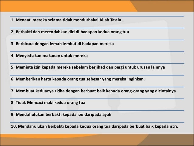 Adab terhadap kedua orang tua