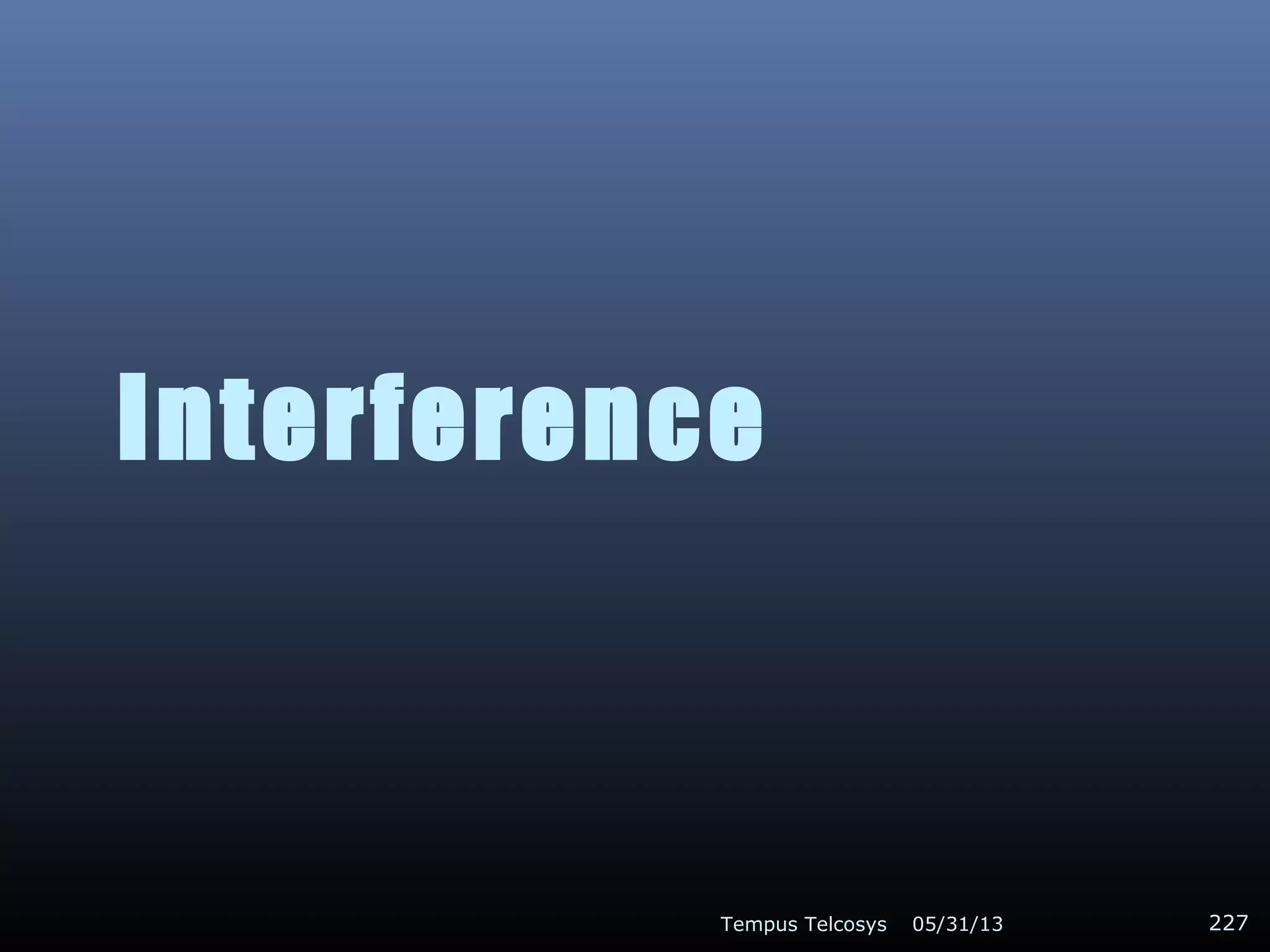 Interference
05/31/13Tempus Telcosys 227
 