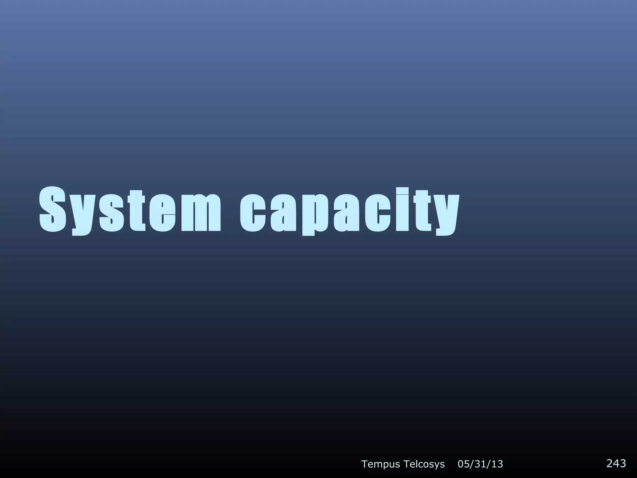 System capacity
05/31/13Tempus Telcosys 243
 
