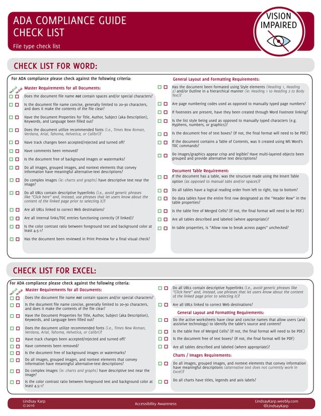 ADA Compliance Guide: File Type Check List | PDF