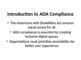 Building an Accessible Future Through ADA Compliance | PPTX