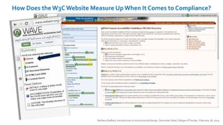 How Does the W3C Website Measure Up When It Comes to Compliance?
Barbara DeBord, Introduction to Instructional Design, Seminole State College of Florida, February 28, 2015
 