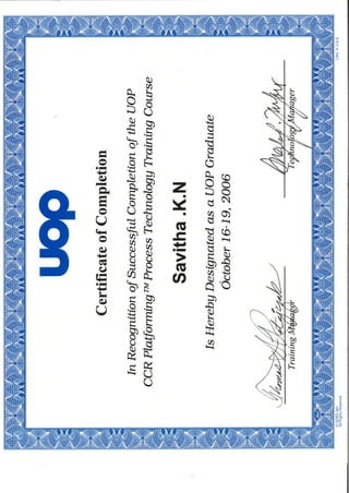 UOP Graduate Certifiacte