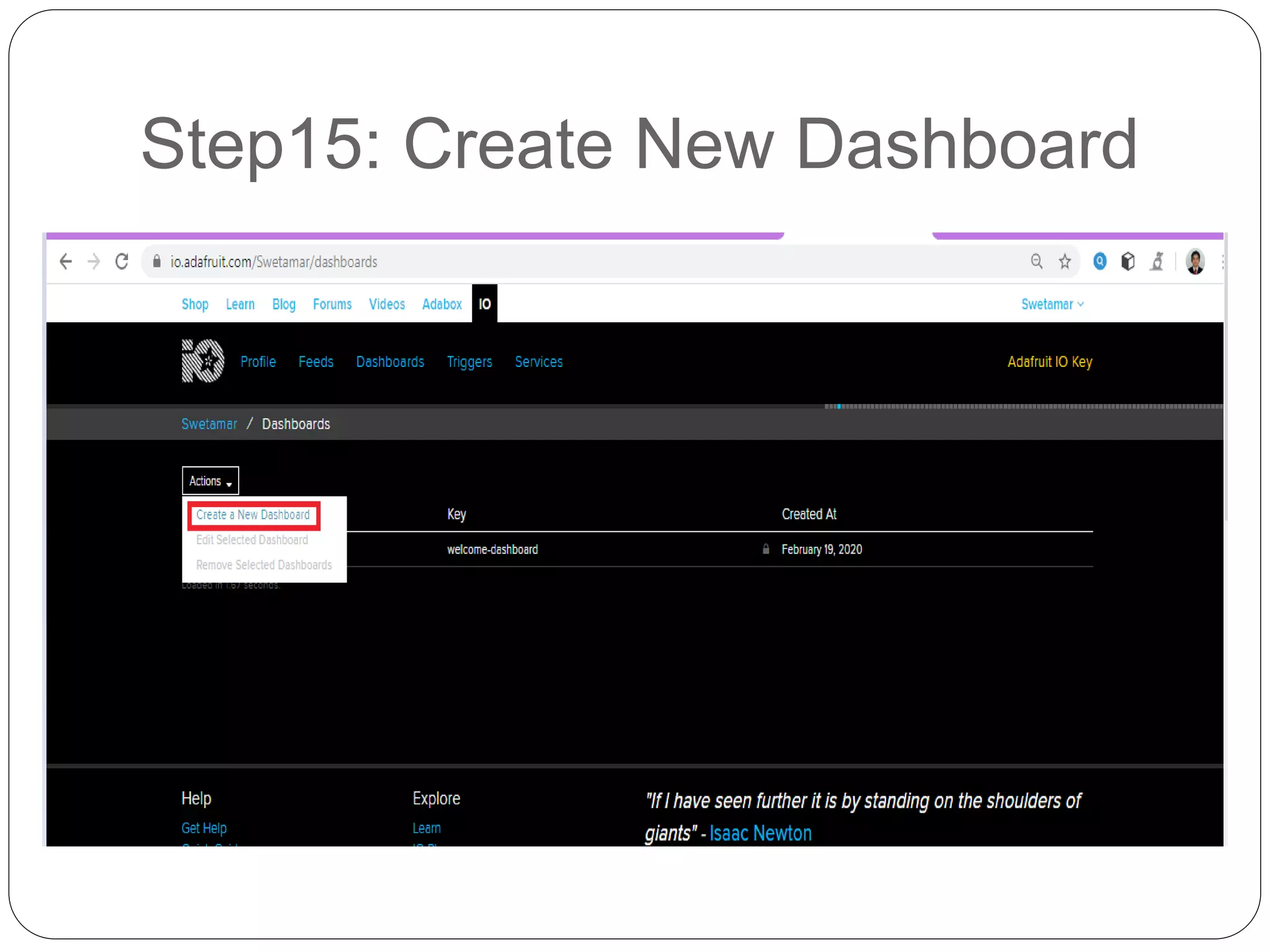 Step15: Create New Dashboard
 
