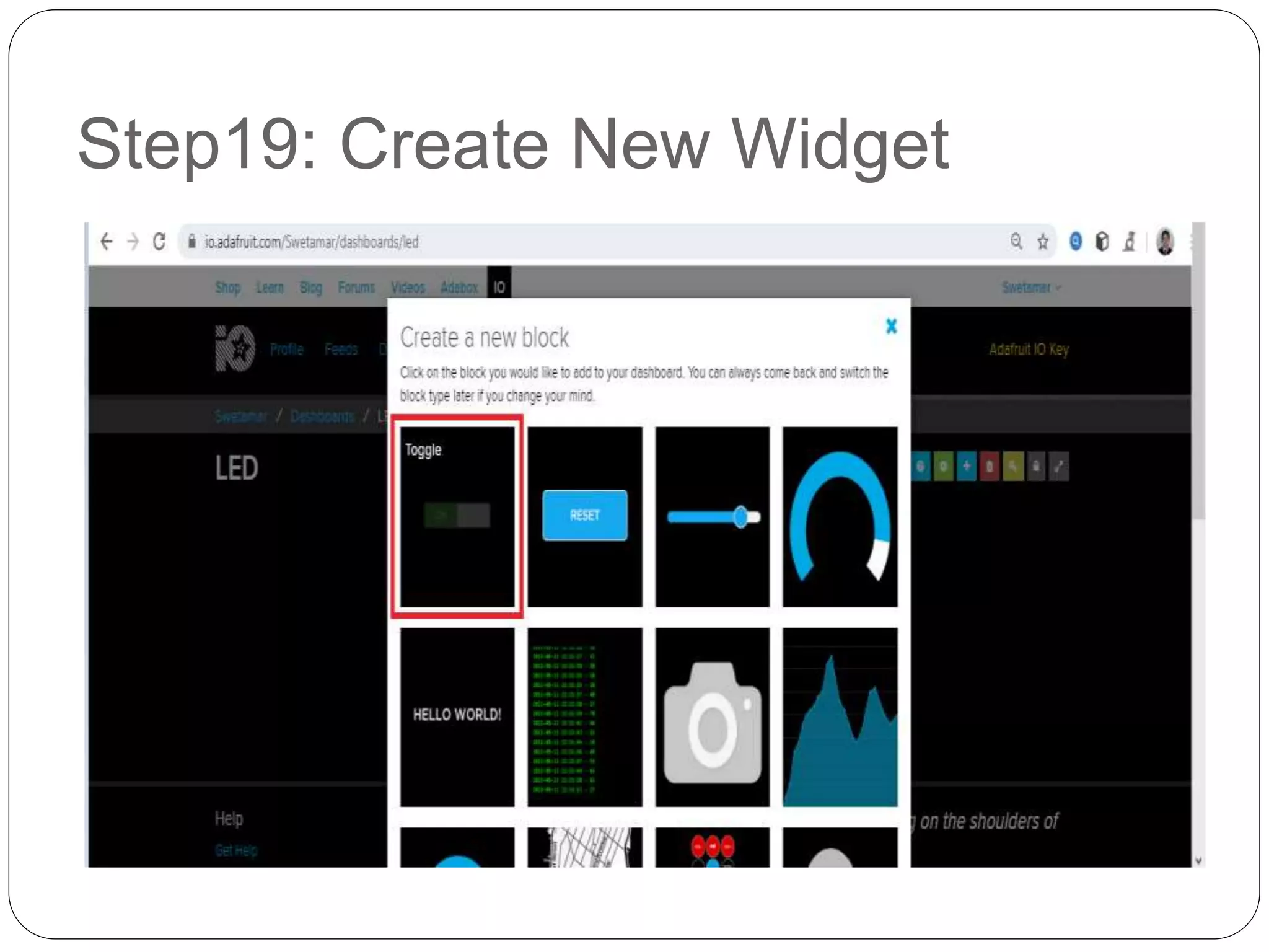 Step19: Create New Widget
 