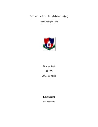 Introduction to Advertising Final Assignment Diana Sari 11-7A 2007110153 Lecturer: Ms. Novrita Name Silvia Tampi Position Creative Director Advertising Agency Dapur Design  (www.dapurdesignbox.com) Dapur Design merupakan sebuah agency kecil yang didirikan oleh Silvia Tampi. Agency ini bergerak dalam bidang jasa, spesialisasinya yaitu dalam hal design. Design yang ditawarkan oleh Dapur Design meliputi visual communication design, interior design dan product design. Dalam agency-nya, Silvia Tampi berperan sebagai seorang creative director merangkap juga sebagai graphic designer. Sebelum mendirikan Dapur Design, Silvia Tampi mempunyai beberapa pengalaman kerja. Beliau pernah bekerja di Era Properti dan PT. Webmedia Interbuana. Working Experience 5 years Why I interest this position in advertising agency like her? Bekerja sebagai seorang creative director kelihatannya menantang, menegangkan tapi sekaligus juga menyenangkan. Apalagi bila disangkutpautkan dengan personality saya. Saya termasuk orang yang tidak suka mengikuti pattern atau pola-pola yang telah ada di masyarakat dan menyenangi hal-hal yang inovatif serta kegiatan yang dapat mengasah kreativitas. Saya juga termasuk orang yang menyukai profesi yang berhubungan dengan kepemimpinan dan yang bertujuan untuk memotivasi orang lain. Saya merasa bahwa saya mempunyai jiwa kepemimpinan yang cukup baik dan mampu mengarahkan team ke arah yang lebih baik lagi, sehingga saya menganggap bahwa posisi sebagai seorang creative director sangat cocok untuk saya dan dapat mengembangkan kemampuan saya. Untuk ke depannya, saya berharap dengan ide-ide saya yang original dan kreatif, saya dapat memberi warna baru dan membawa angin segar dalam dunia advertising serta mampu menjadi seorang creative director yang baik dan memperoleh apresiasi dari masyarakat. Roles ,[object Object]