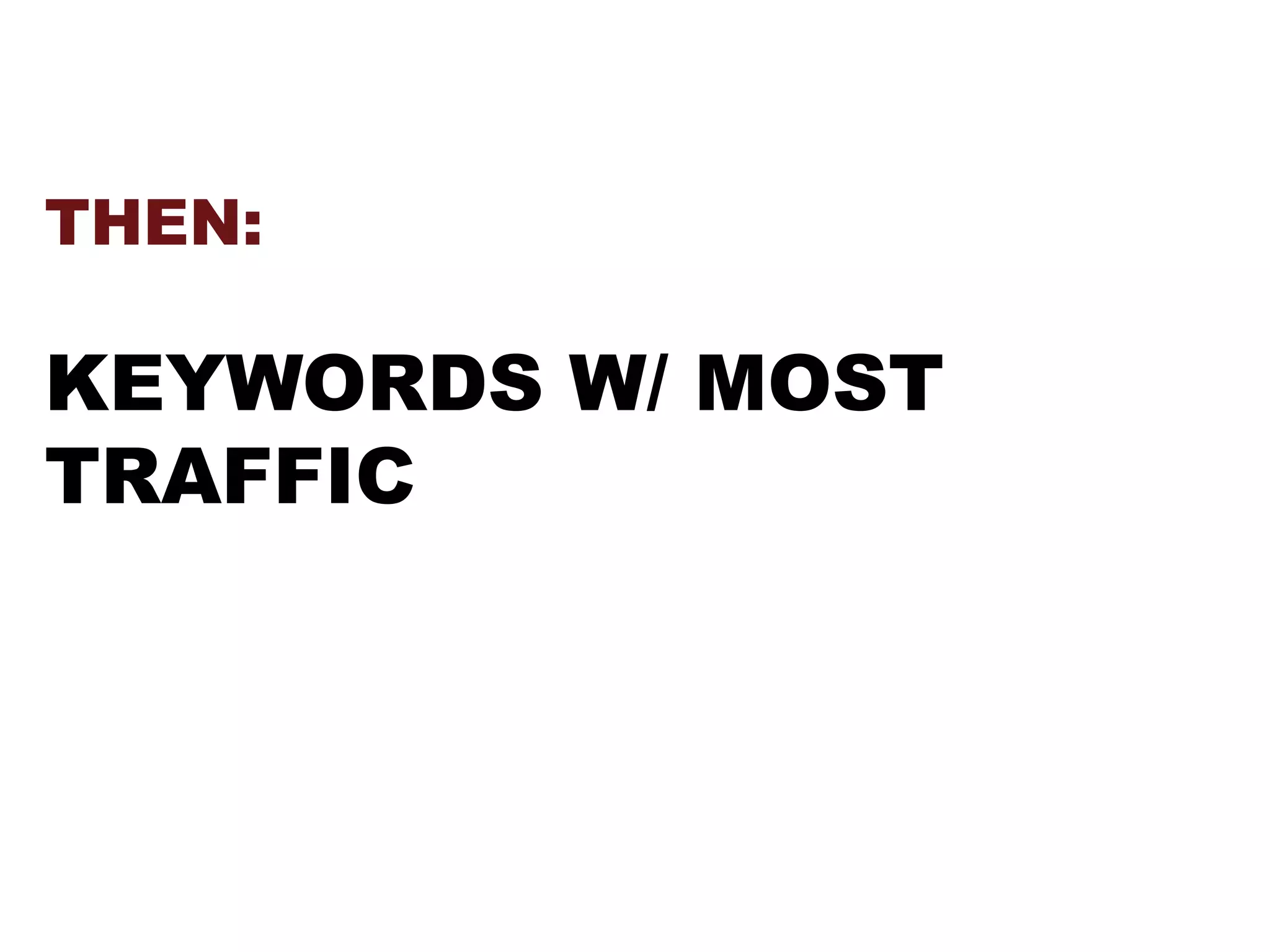 THEN:
KEYWORDS W/ MOST
TRAFFIC
 