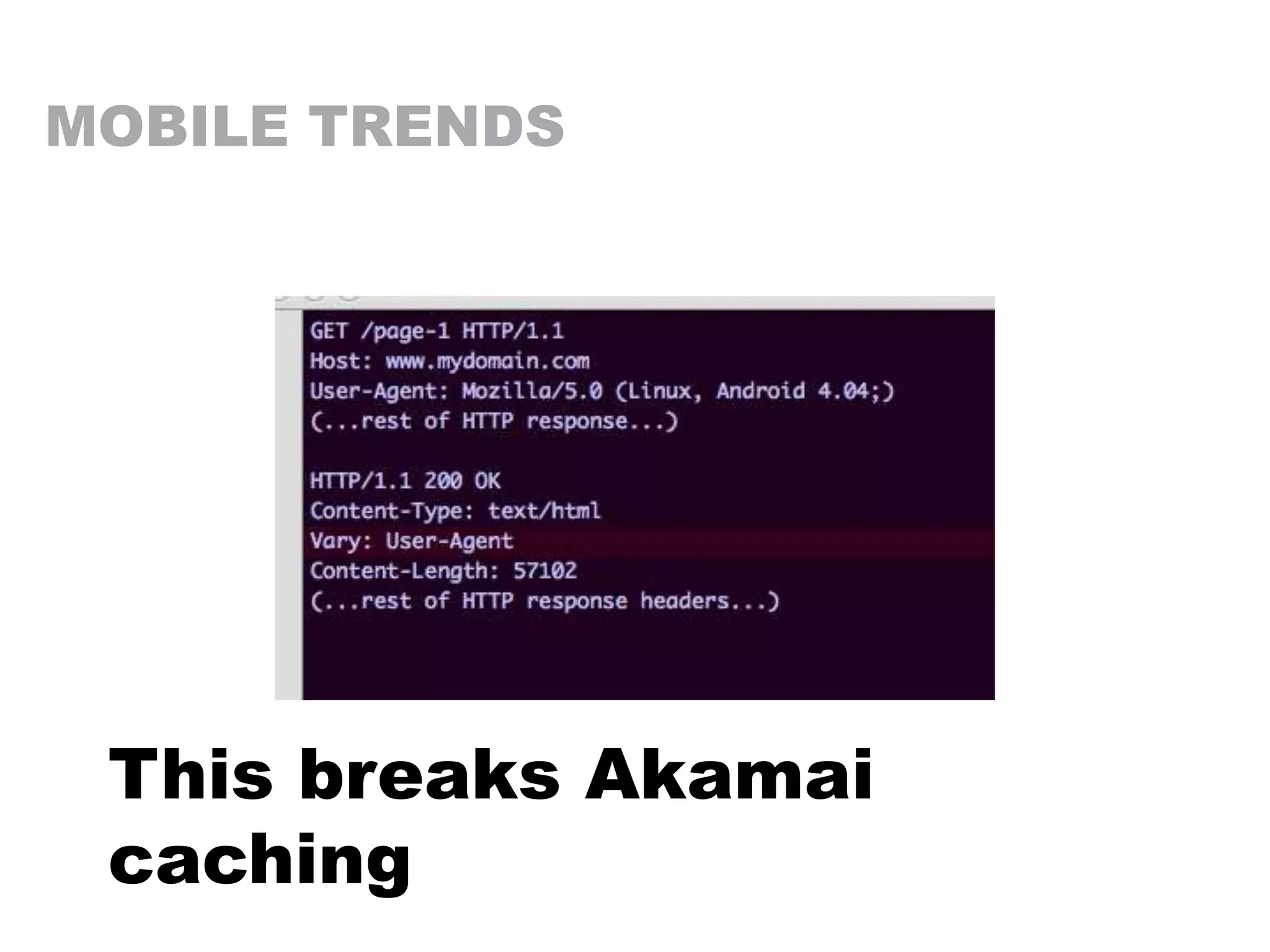 MOBILE TRENDS
This breaks Akamai
caching
 