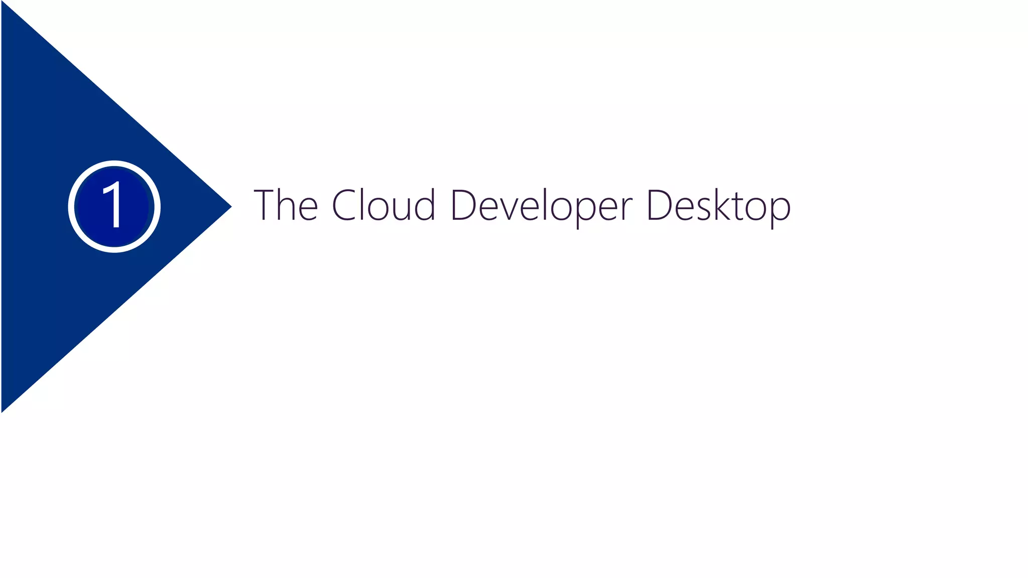 The Cloud Developer Desktop 
 