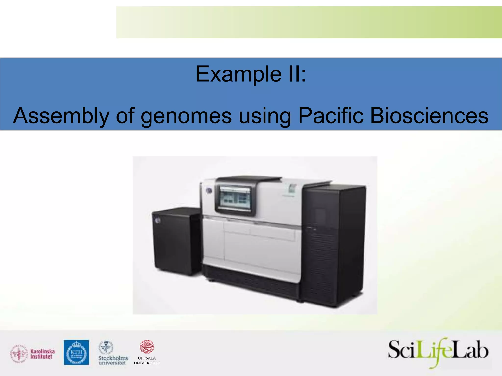 Example II:
Assembly of genomes using Pacific Biosciences
 
