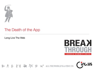 The Death of the App
Long Live The Web
                       e567y
 