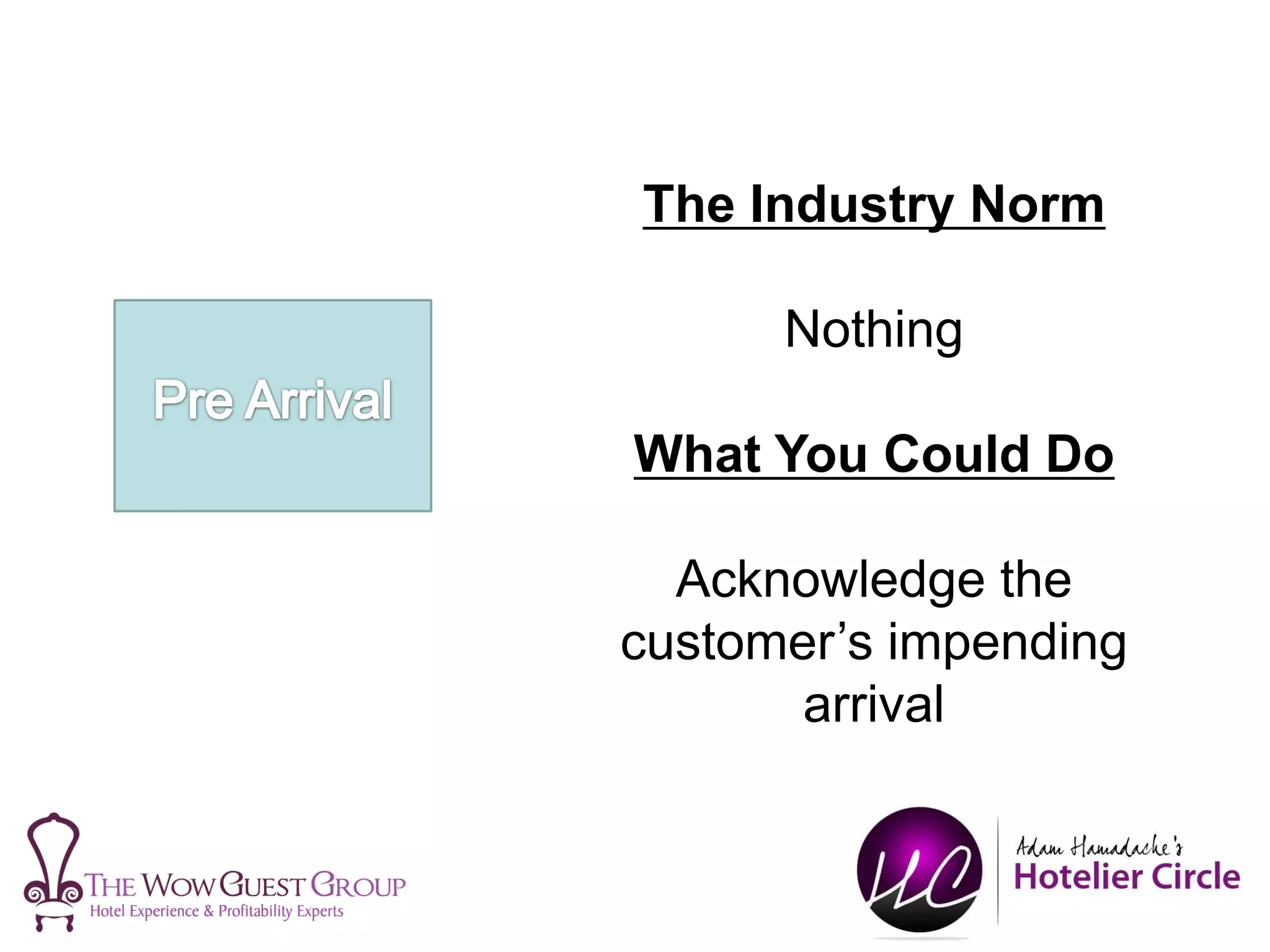 The Industry Norm
Nothing
What You Could Do
Acknowledge the
customer’s impending
arrival
 