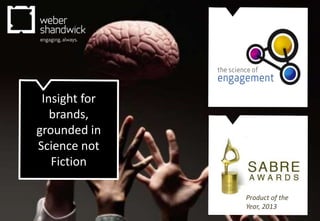 Insight for
brands,
grounded in
Science not
Fiction

Science of
Engagement
Product of the
Year, 2013

 