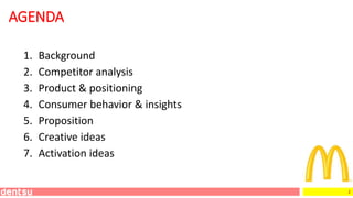 2
AGENDA
1. Background
2. Competitor analysis
3. Product & positioning
4. Consumer behavior & insights
5. Proposition
6. Creative ideas
7. Activation ideas
 