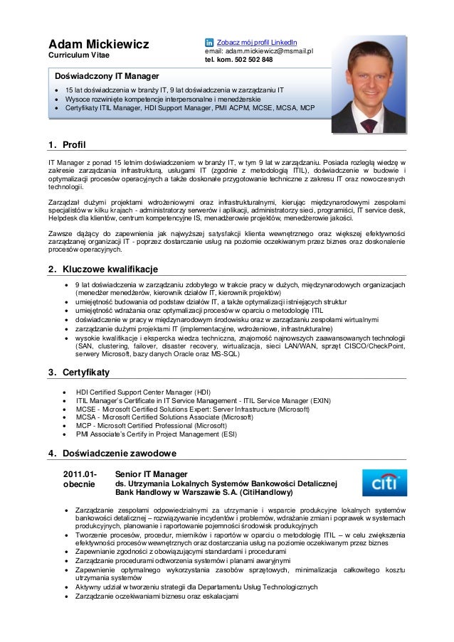 senior manager cv
