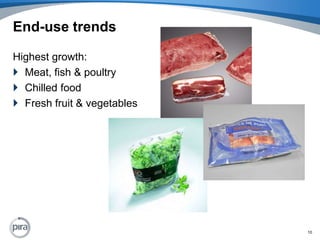 End-use trendsHighest growth:Meat, fish & poultryChilled foodFresh fruit & vegetables10