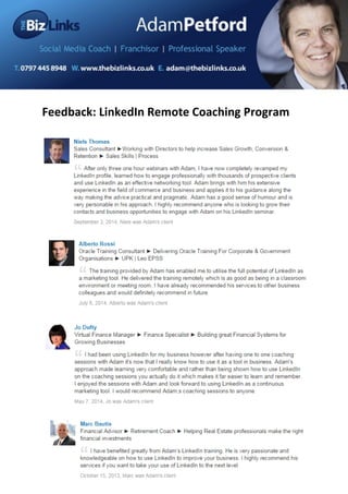 Feedback: LinkedIn Remote Coaching Program 
